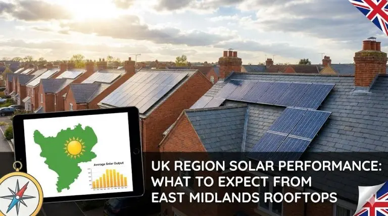 Solar panels on rooftops in East Midlands